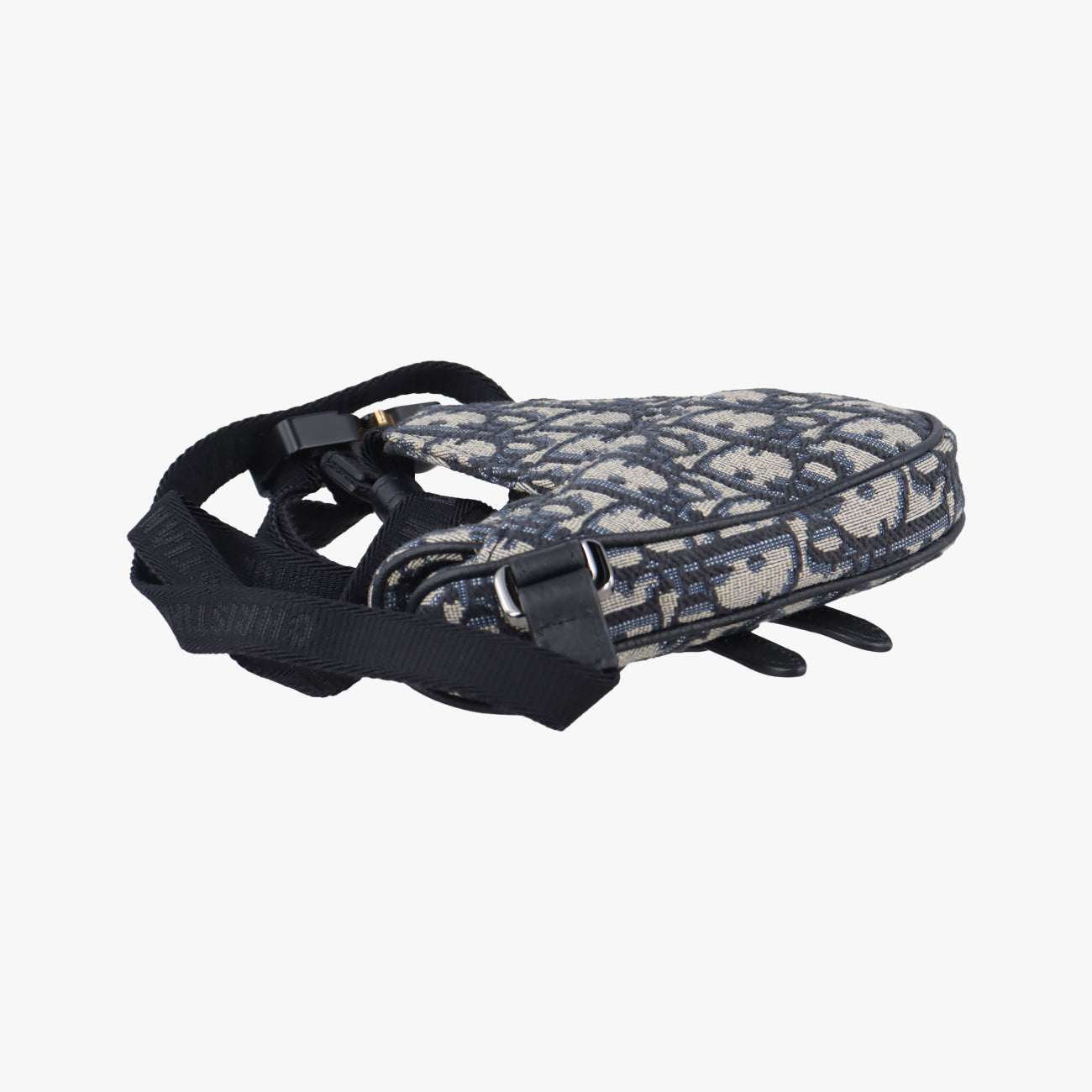 Pre-owned Christian Dior saddle Navy x Gray Jacquard  bum bag/waist bag | stylenewstar