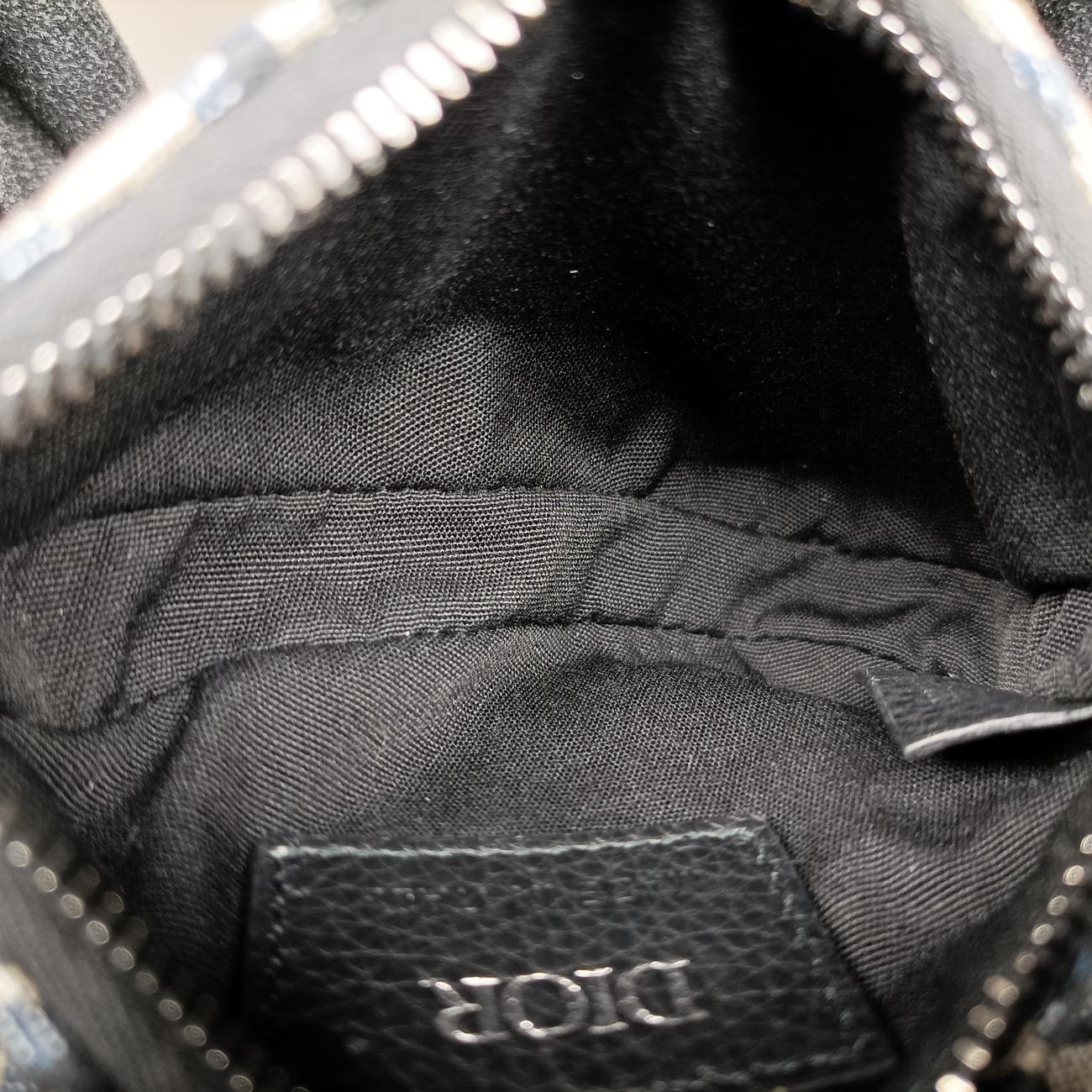 Pre-owned Christian Dior saddle Navy x Gray Jacquard  bum bag/waist bag | stylenewstar