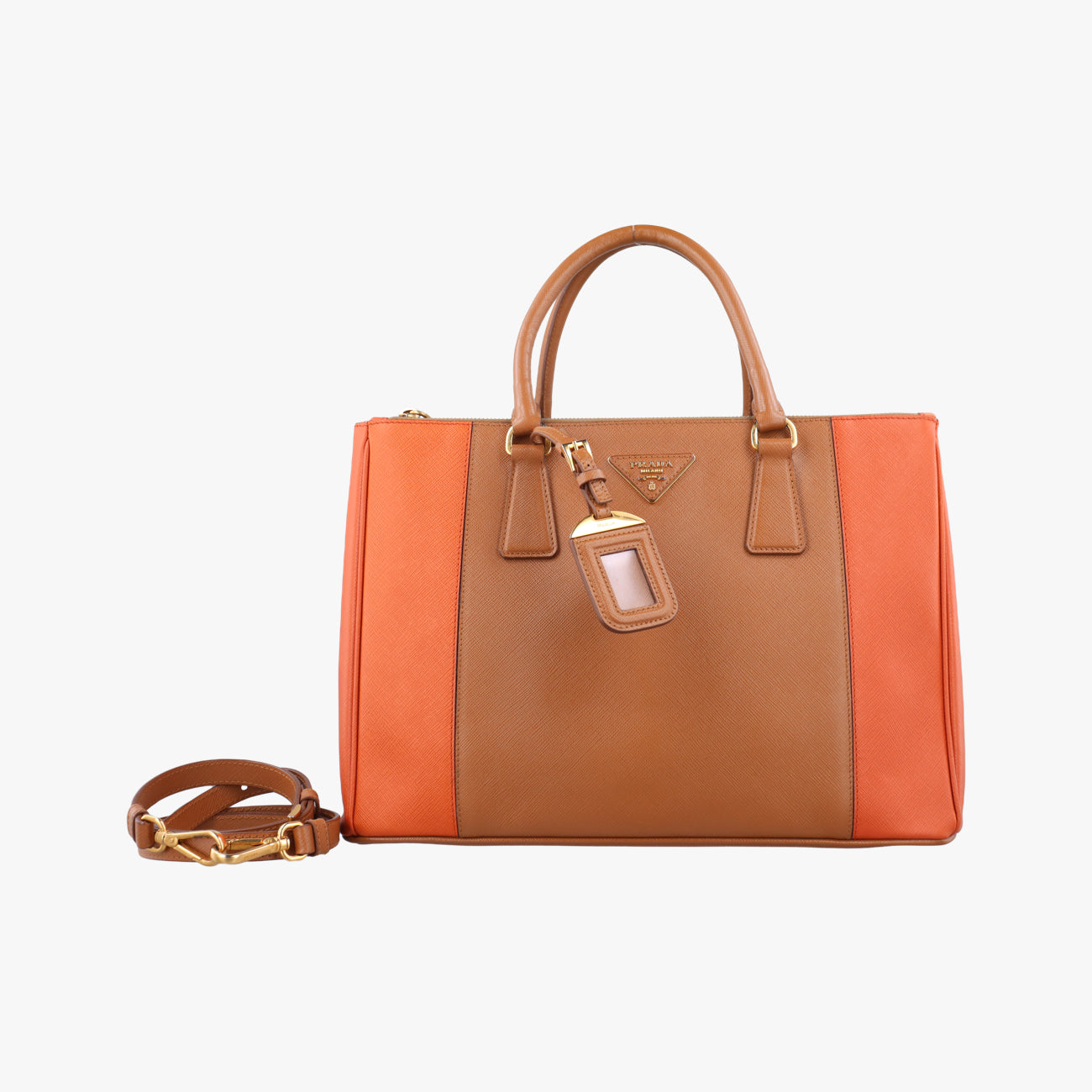 Vintage Prada Galleria beige×orange SAFFIANO　Leather B2274C shoulderbag | stylenewstar