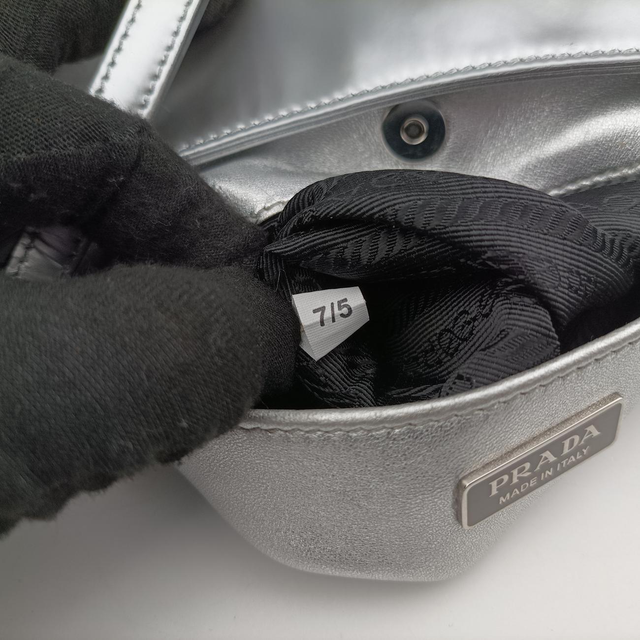 Pre-owned Prada Cleo Silver Brushed leather  shoulderbag | stylenewstar