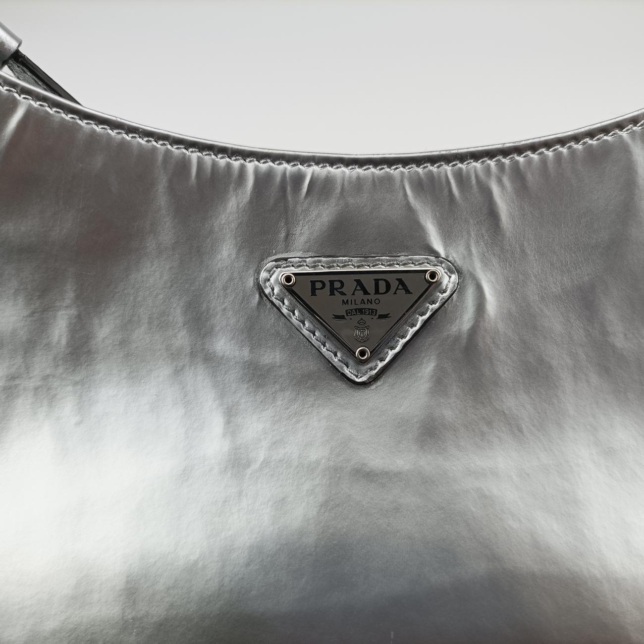 Pre-owned Prada Cleo Silver Brushed leather  shoulderbag | stylenewstar