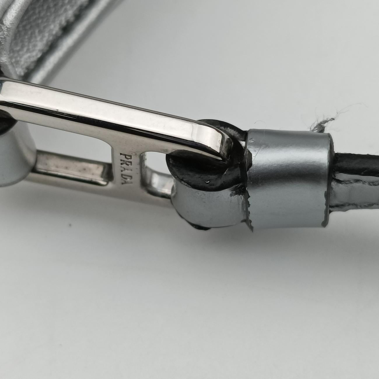 Pre-owned Prada Cleo Silver Brushed leather  shoulderbag | stylenewstar