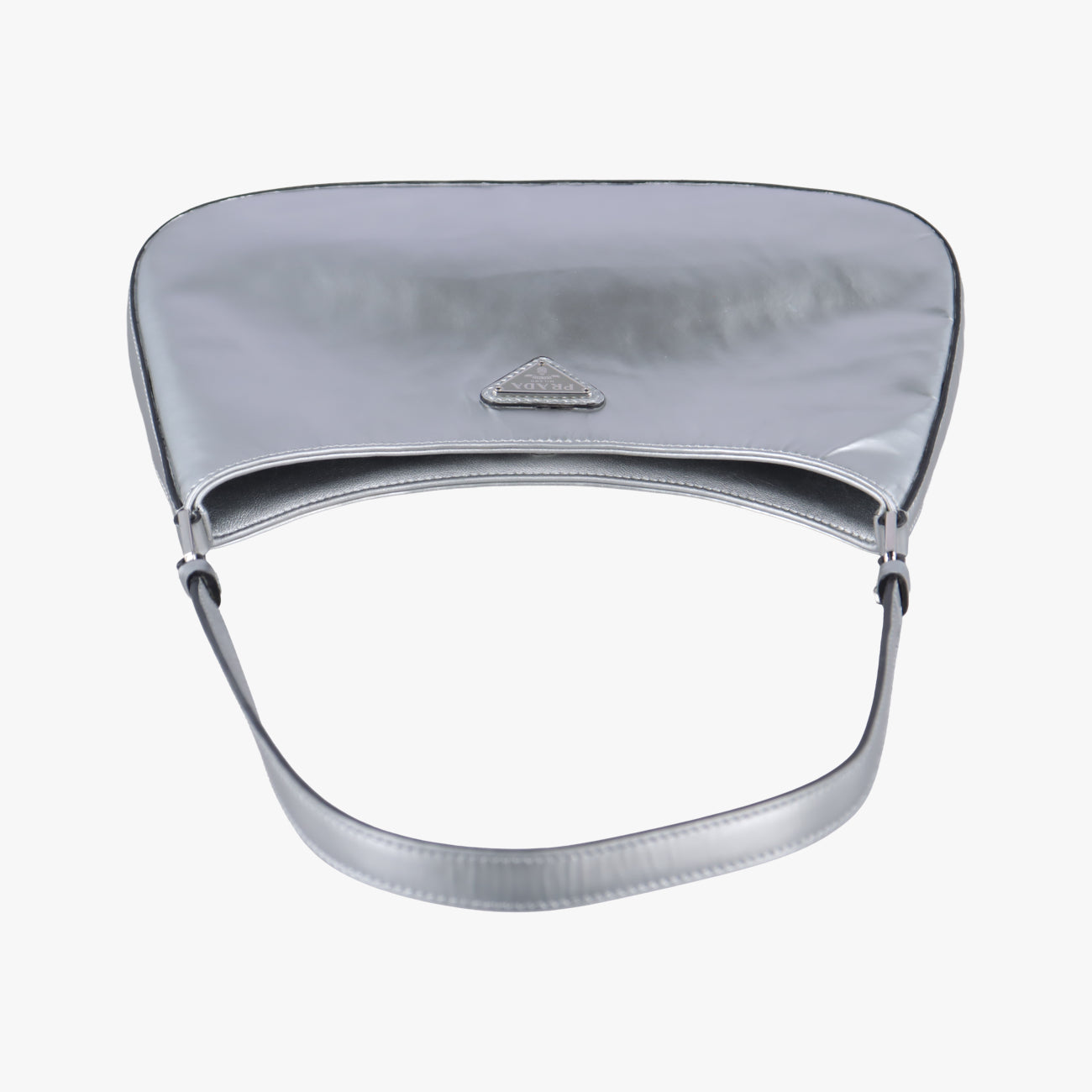 Pre-owned Prada Cleo Silver Brushed leather  shoulderbag | stylenewstar