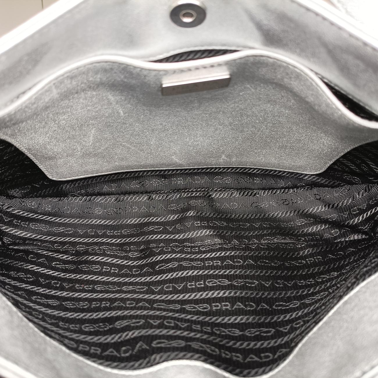 Pre-owned Prada Cleo Silver Brushed leather  shoulderbag | stylenewstar