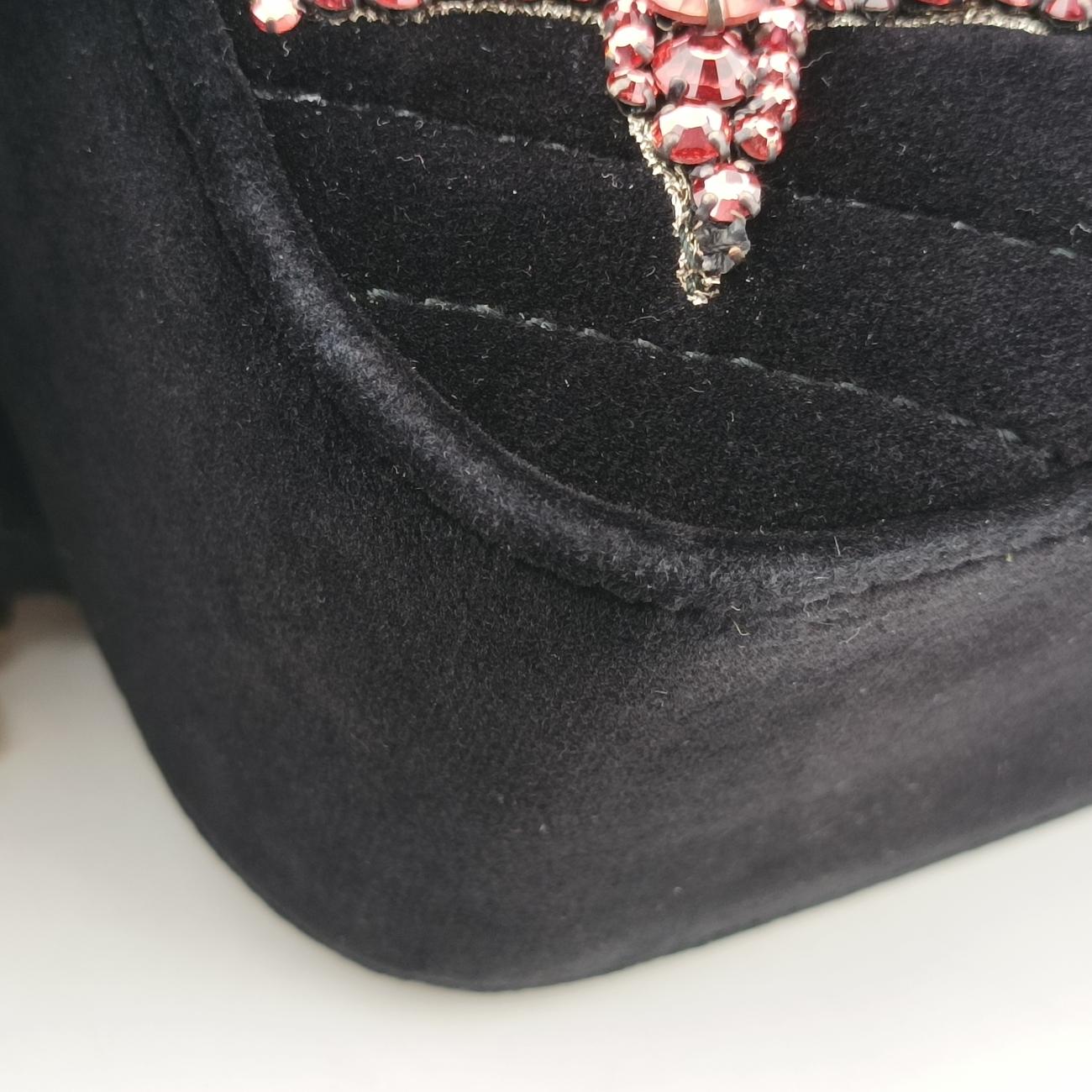 Pre-owned Gucci GG Marmont Black×Multicolor velour 447632 shoulderbag | stylenewstar