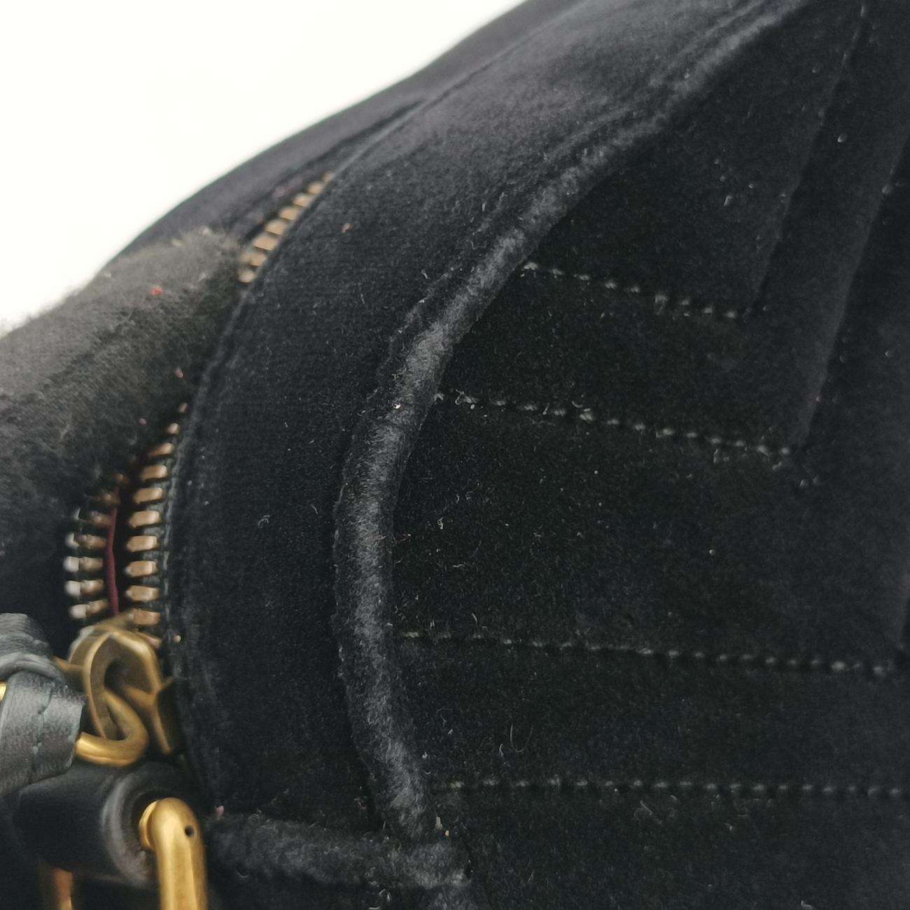 Pre-owned Gucci GG Marmont Black×Multicolor velour 447632 shoulderbag | stylenewstar