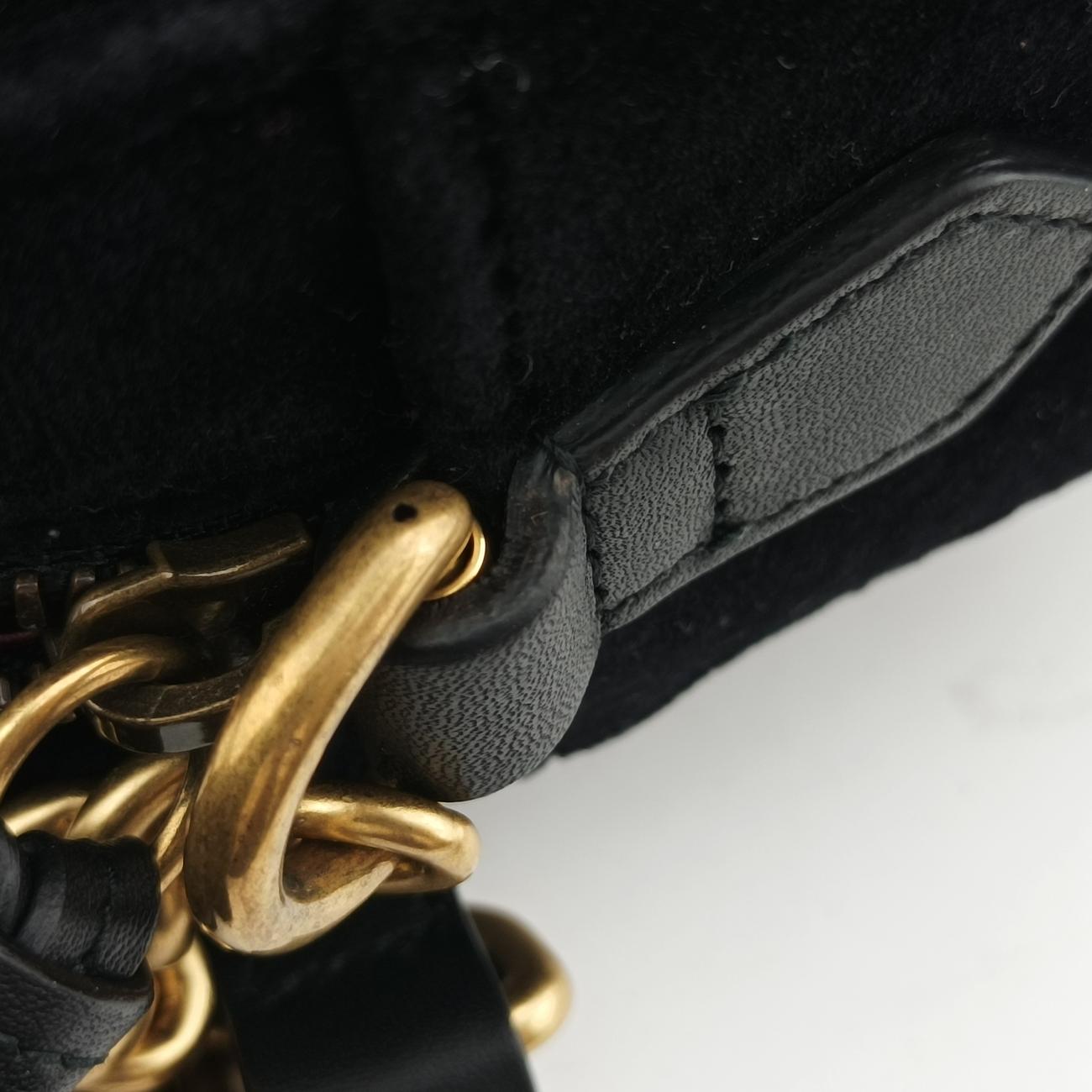 Pre-owned Gucci GG Marmont Black×Multicolor velour 447632 shoulderbag | stylenewstar