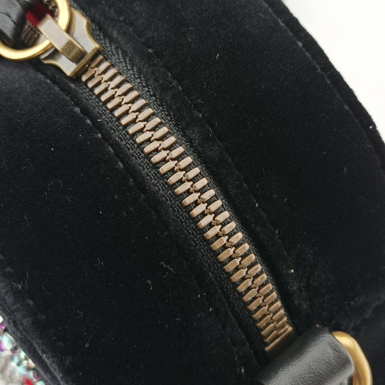 Pre-owned Gucci GG Marmont Black×Multicolor velour 447632 shoulderbag | stylenewstar