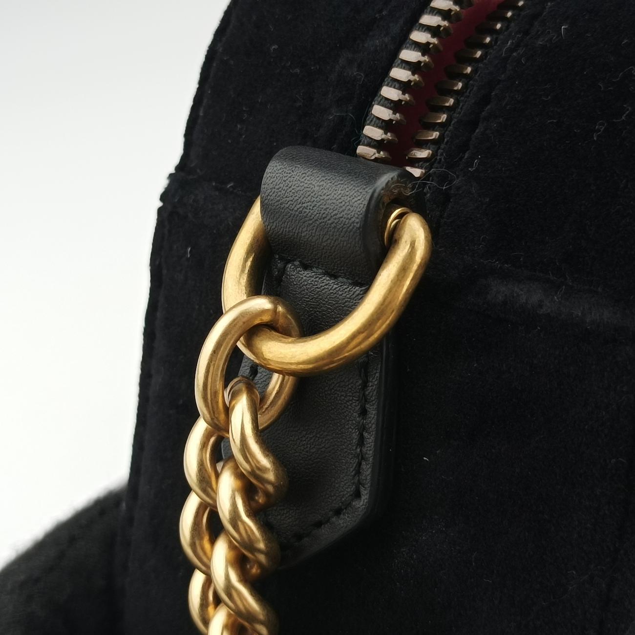 Pre-owned Gucci GG Marmont Black×Multicolor velour 447632 shoulderbag | stylenewstar