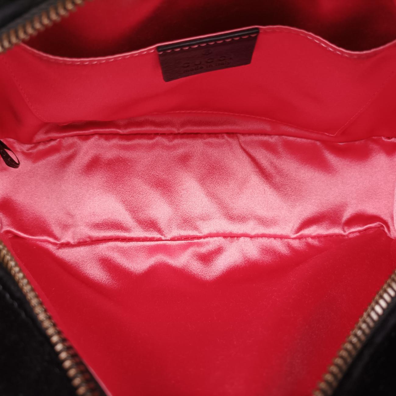 Pre-owned Gucci GG Marmont Black×Multicolor velour 447632 shoulderbag | stylenewstar