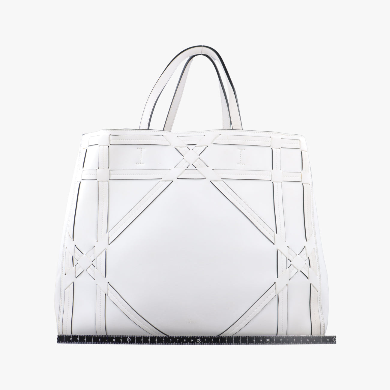 Pre-owned Christian Dior Cannage Detail Shopper Tote White Leather  shoulderbag | stylenewstar