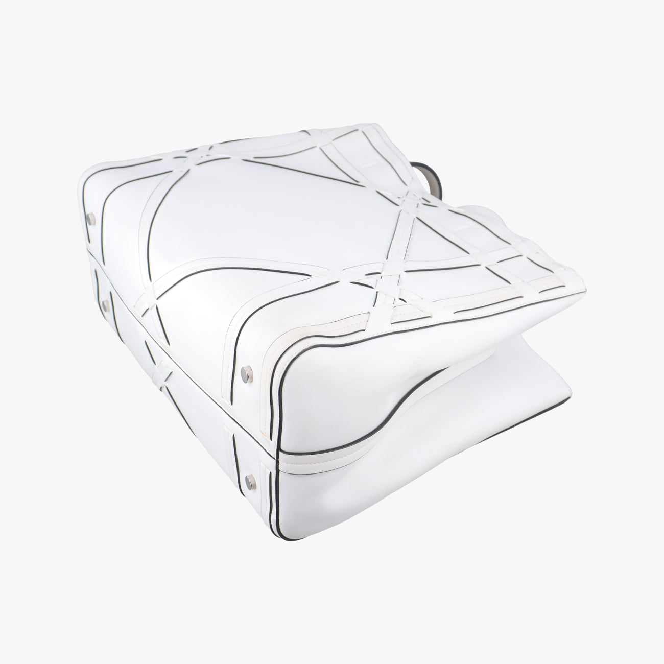 Pre-owned Christian Dior Cannage Detail Shopper Tote White Leather  shoulderbag | stylenewstar