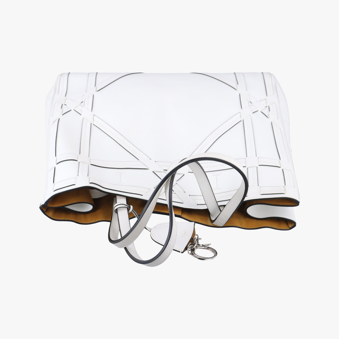 Pre-owned Christian Dior Cannage Detail Shopper Tote White Leather  shoulderbag | stylenewstar