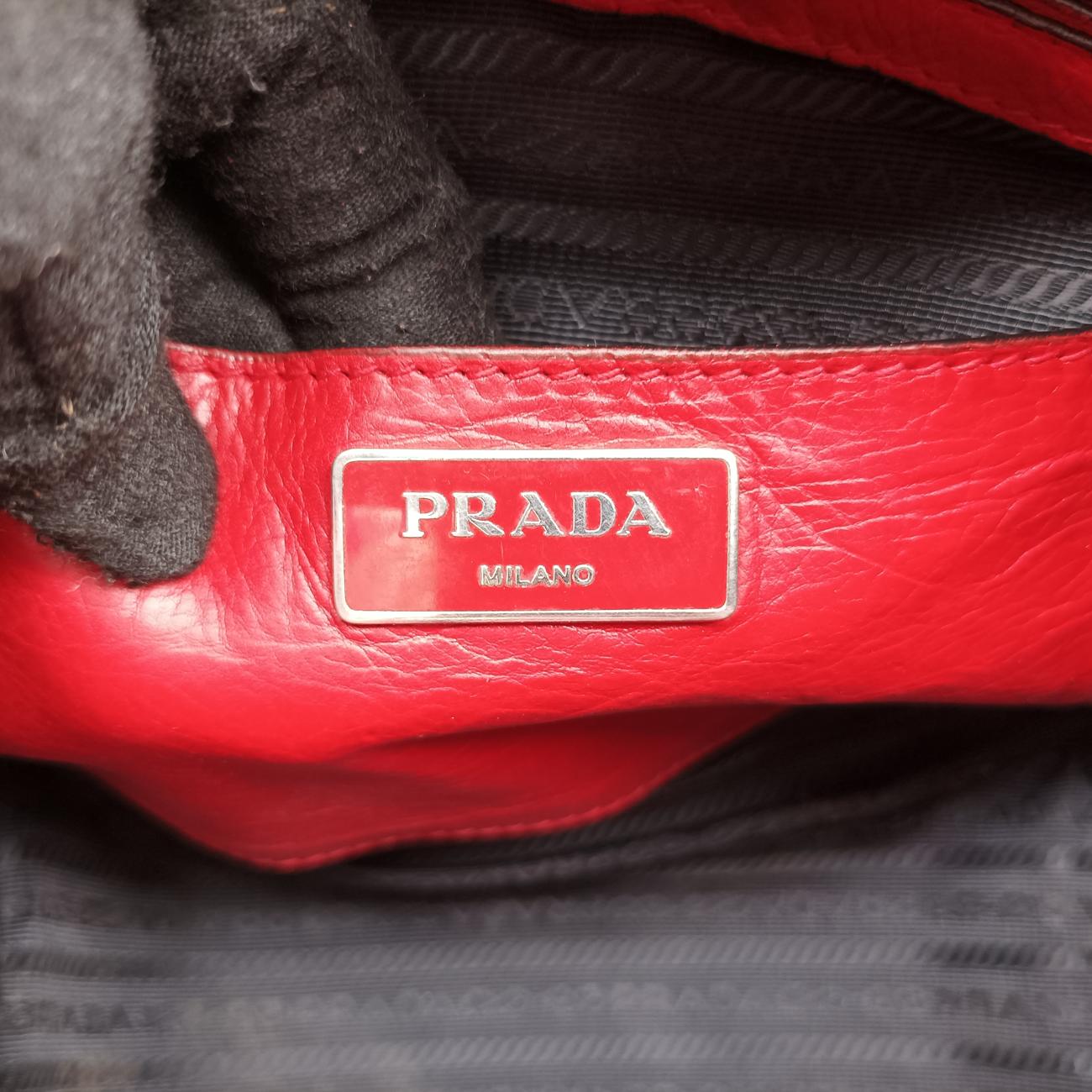 Pre-owned Prada Twin Pocket Winged Tote Red Leather BN2619 shoulderbag | stylenewstar