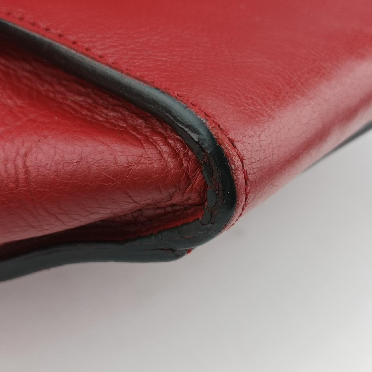 Pre-owned Prada Twin Pocket Winged Tote Red Leather BN2619 shoulderbag | stylenewstar