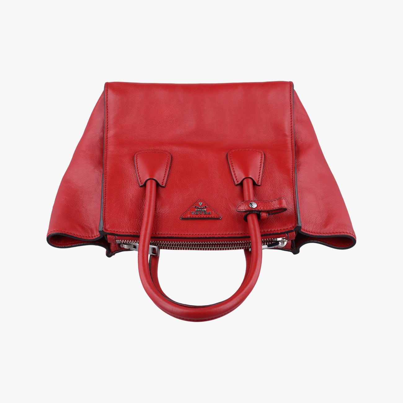 Pre-owned Prada Twin Pocket Winged Tote Red Leather BN2619 shoulderbag | stylenewstar