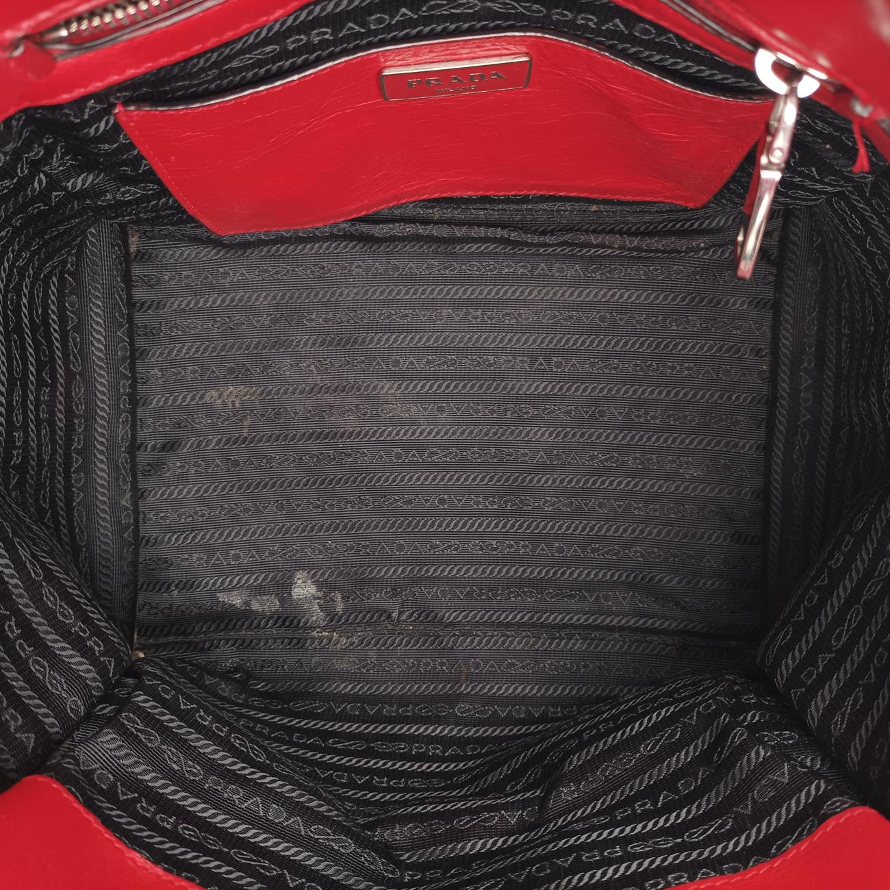 Pre-owned Prada Twin Pocket Winged Tote Red Leather BN2619 shoulderbag | stylenewstar