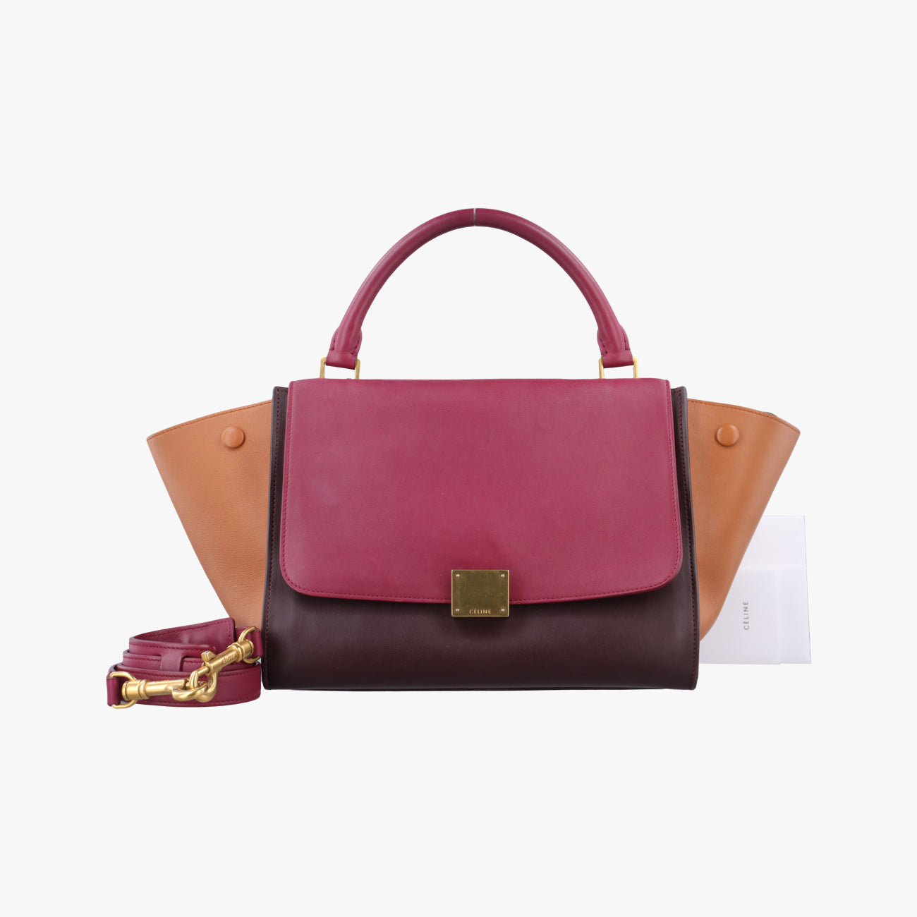 Pre-owned Celine Trapèze Orange×brown×Pink leather  shoulderbag | stylenewstar
