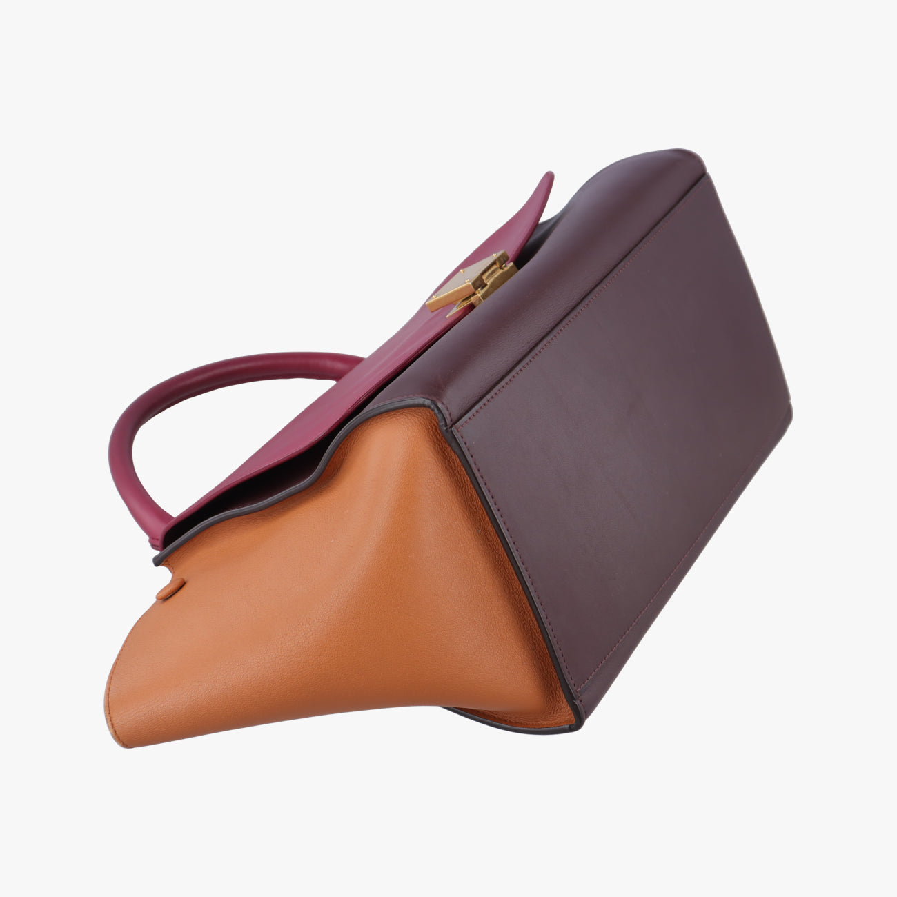 Pre-owned Celine Trapèze Orange×brown×Pink leather  shoulderbag | stylenewstar