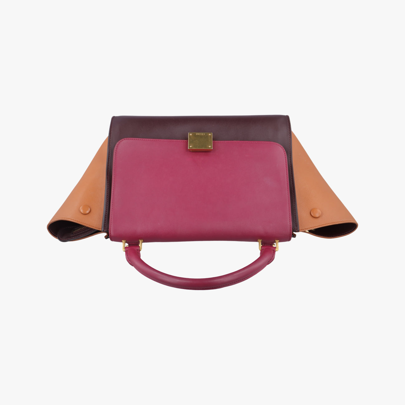 Pre-owned Celine Trapèze Orange×brown×Pink leather  shoulderbag | stylenewstar