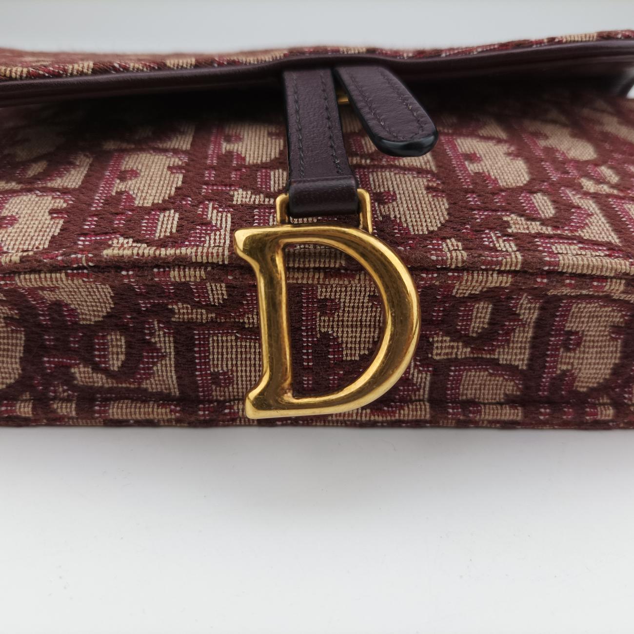 Secondhand Christian Dior Saddle Red×beige Jacquard  shoulderbag | stylenewstar