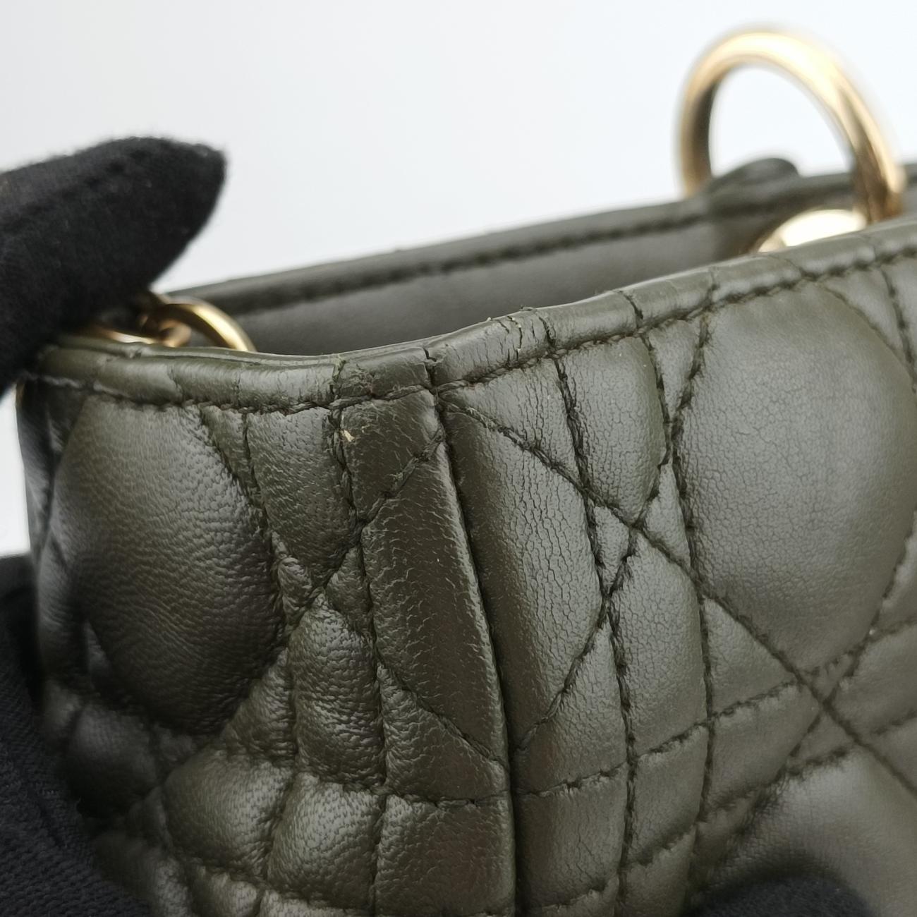 Pre-owned Christian Dior Lady Dior Green lambskin  handbag | stylenewstar