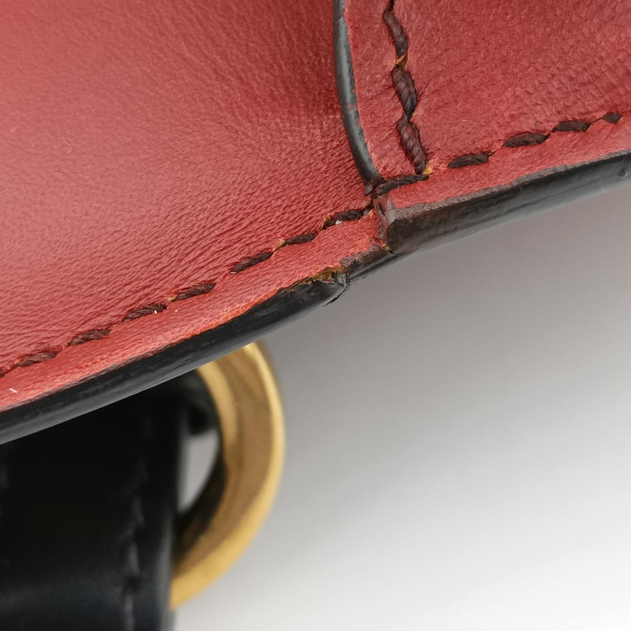 Vintage Prada Pionnière Red×black leather 1BH056 shoulderbag | stylenewstar