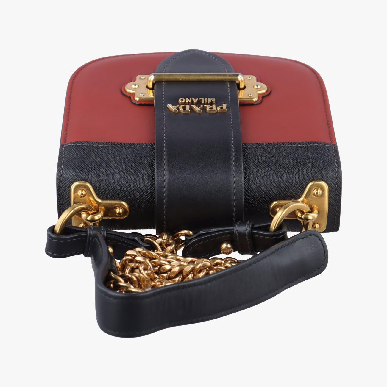 Vintage Prada Pionnière Red×black leather 1BH056 shoulderbag | stylenewstar