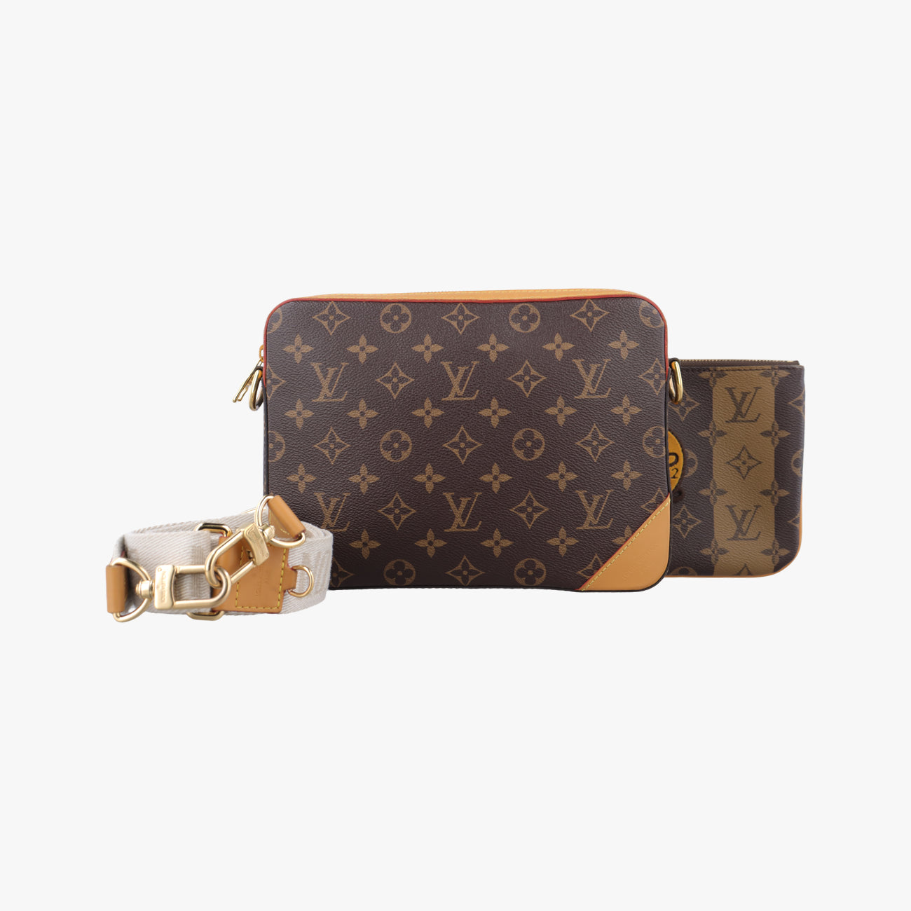 Secondhand Louis Vuitton Trio Messenger brown Monogram Stripe M45965 shoulderbag | stylenewstar