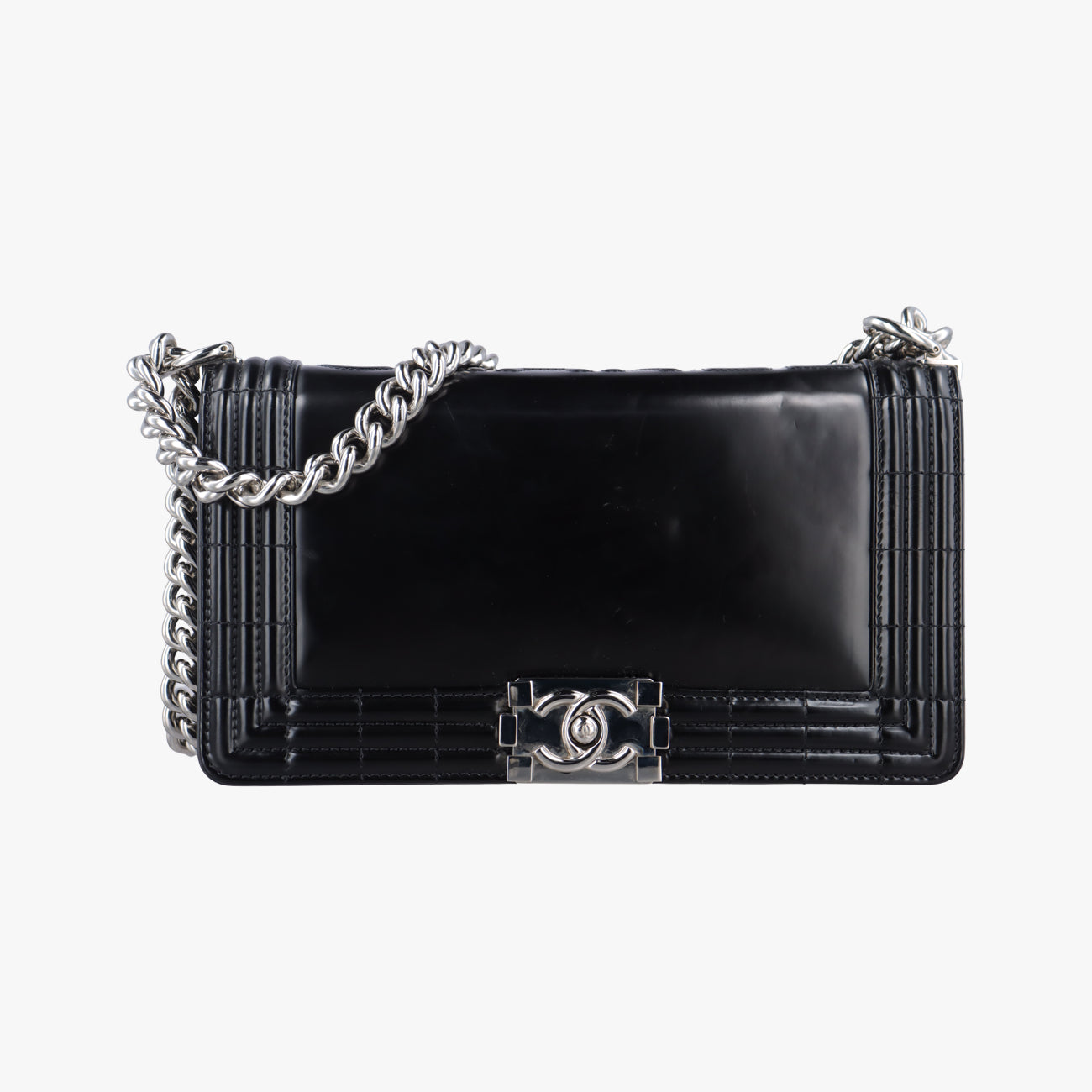 Pre-owned Chanel BOY CHANEL Black Patent A67018 shoulderbag | stylenewstar