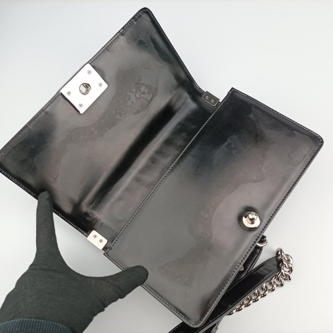 Pre-owned Chanel BOY CHANEL Black Patent A67018 shoulderbag | stylenewstar