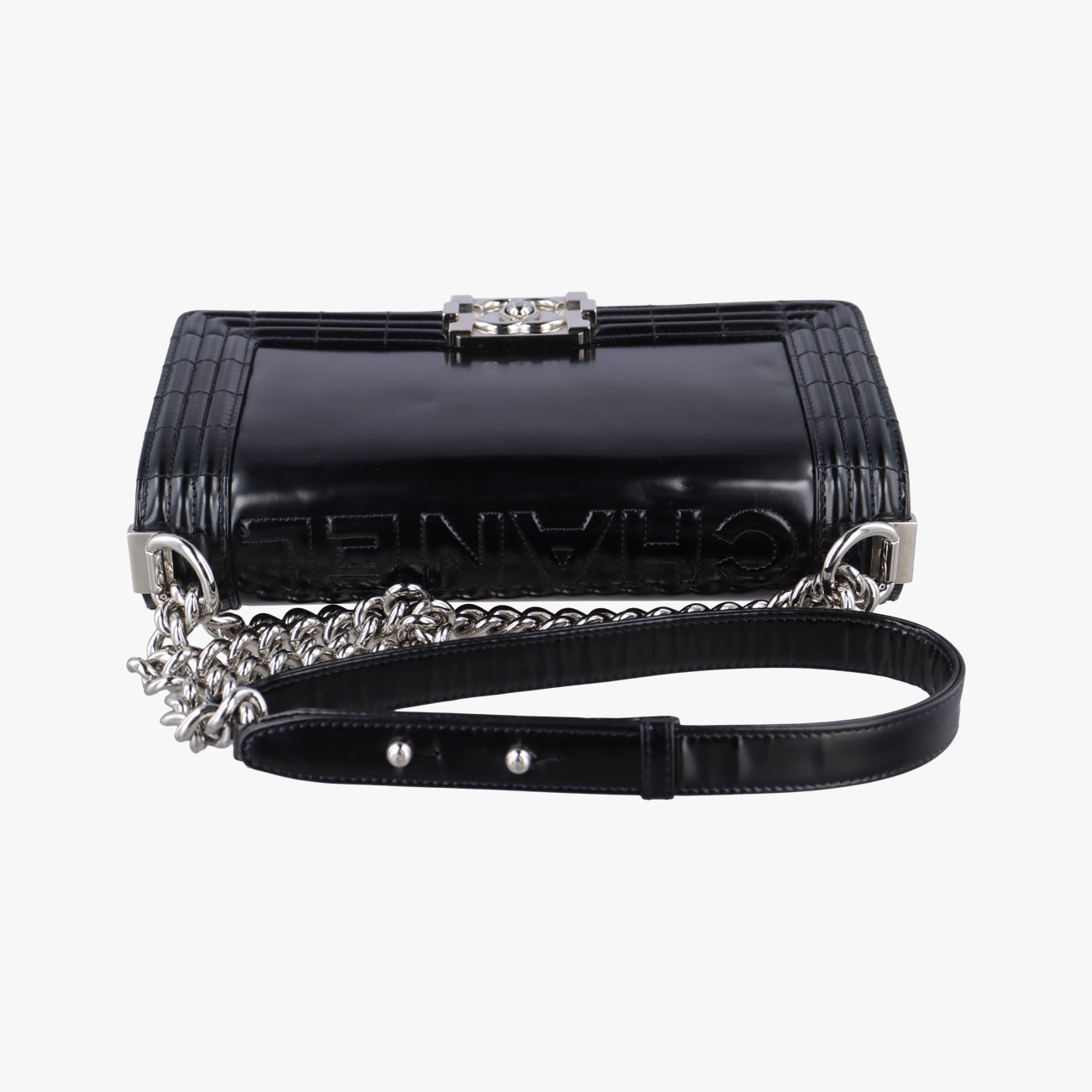Pre-owned Chanel BOY CHANEL Black Patent A67018 shoulderbag | stylenewstar