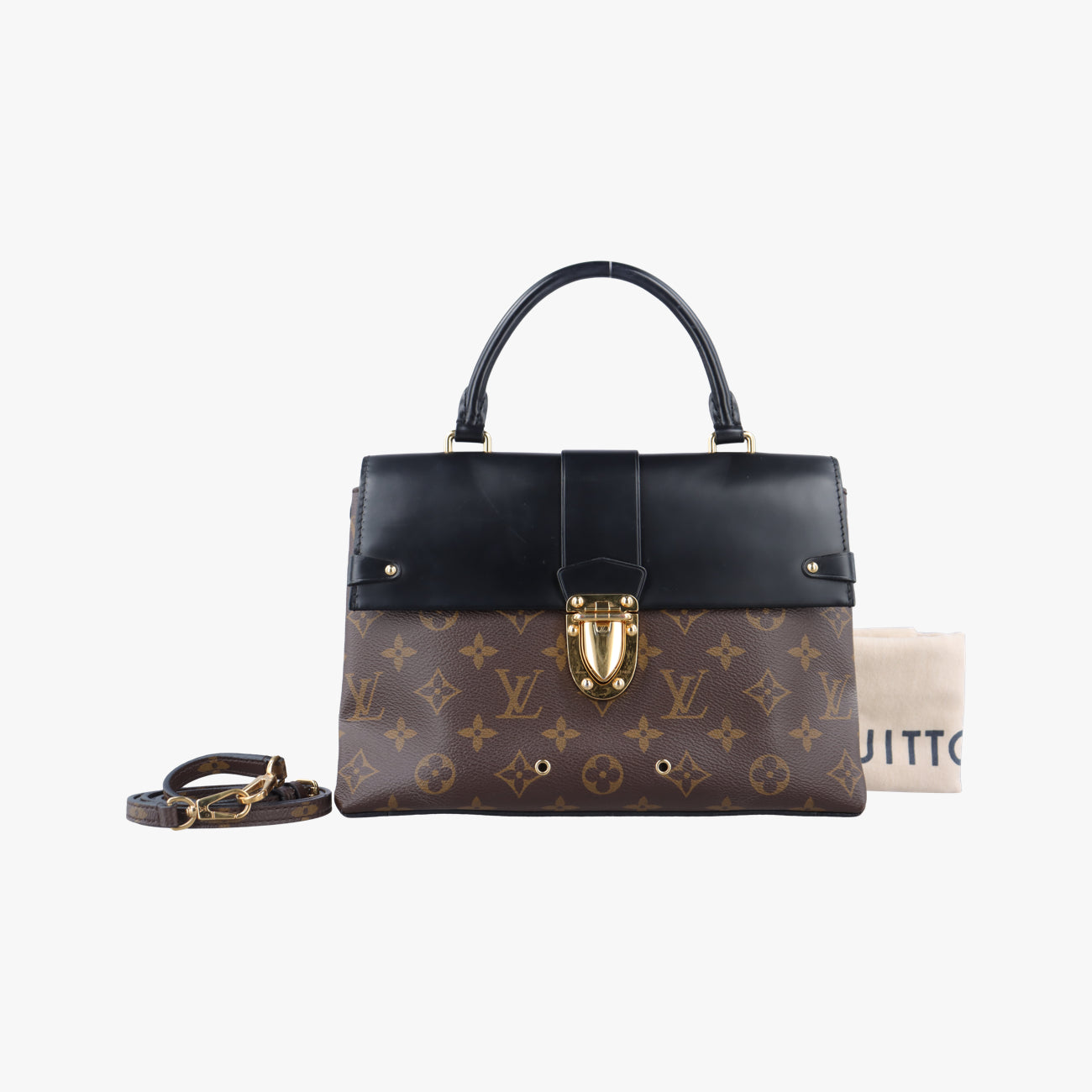 Secondhand Louis Vuitton One-handle Flap MM　　 brown×black Monogram Canvas×calf leather M43125 shoulderbag | stylenewstar