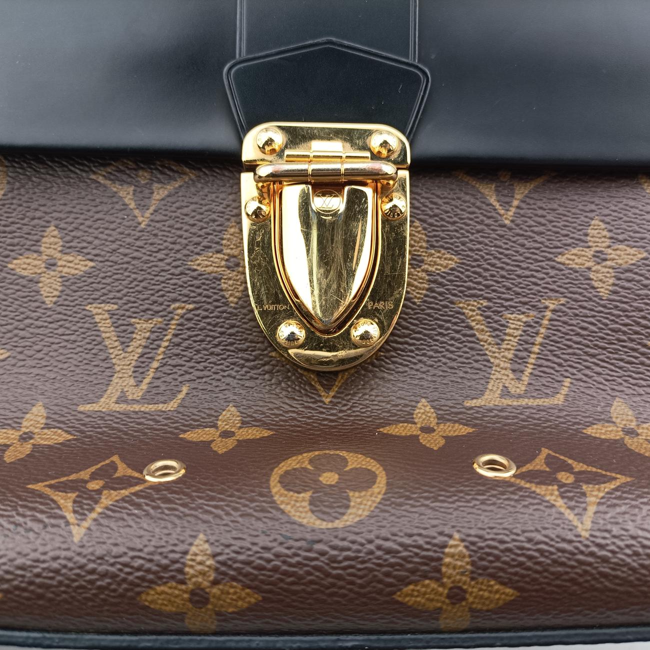 Secondhand Louis Vuitton One-handle Flap MM　　 brown×black Monogram Canvas×calf leather M43125 shoulderbag | stylenewstar