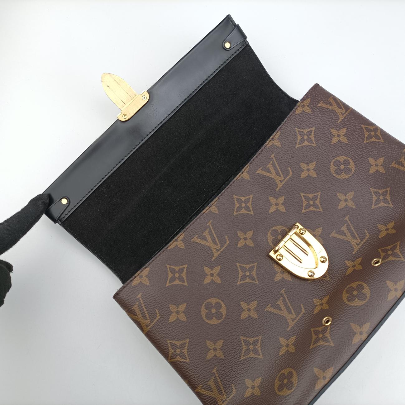 Secondhand Louis Vuitton One-handle Flap MM　　 brown×black Monogram Canvas×calf leather M43125 shoulderbag | stylenewstar