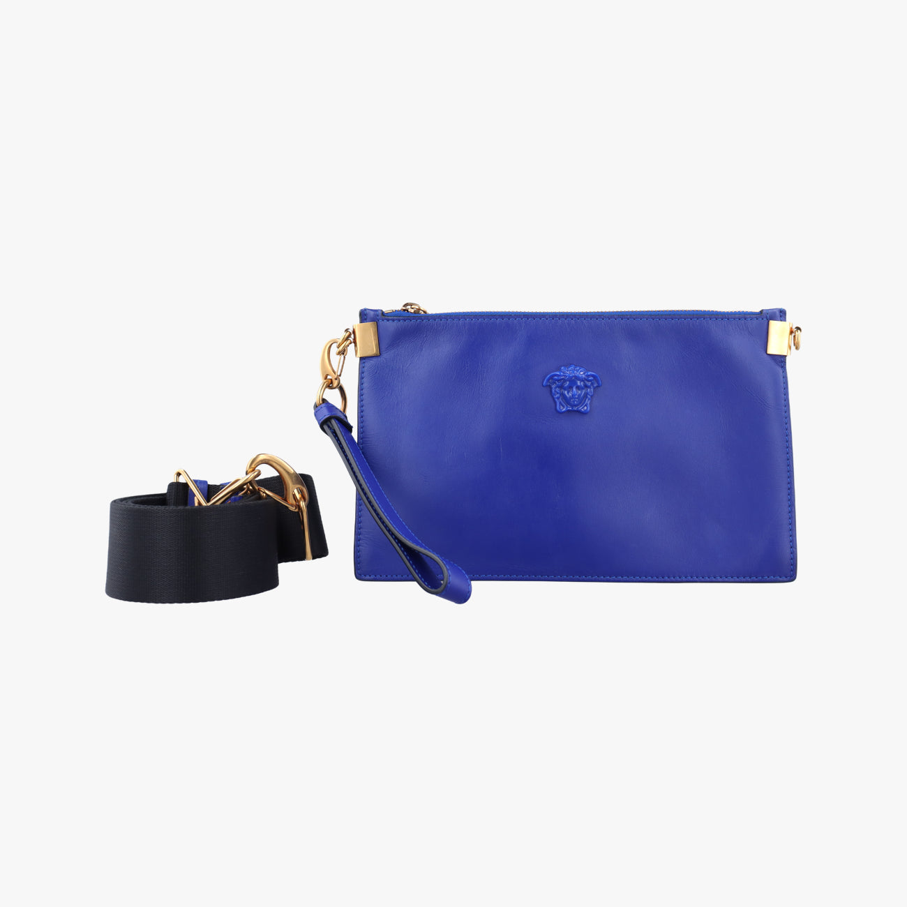 Pre-owned VERSACE La Medusa Blue Leather  shoulderbag | stylenewstar