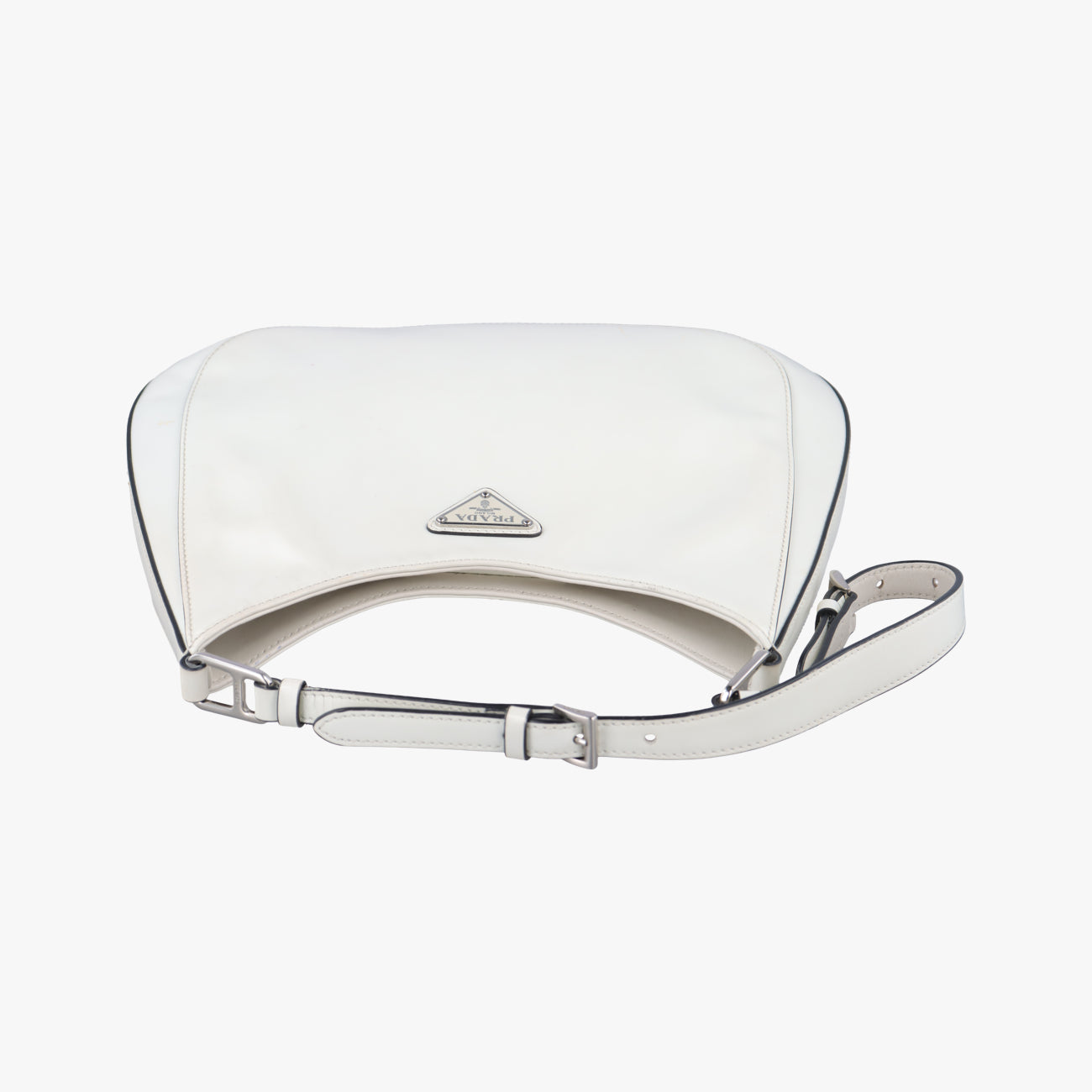 Pre-owned Prada Cleo White Brushed leather  shoulderbag | stylenewstar