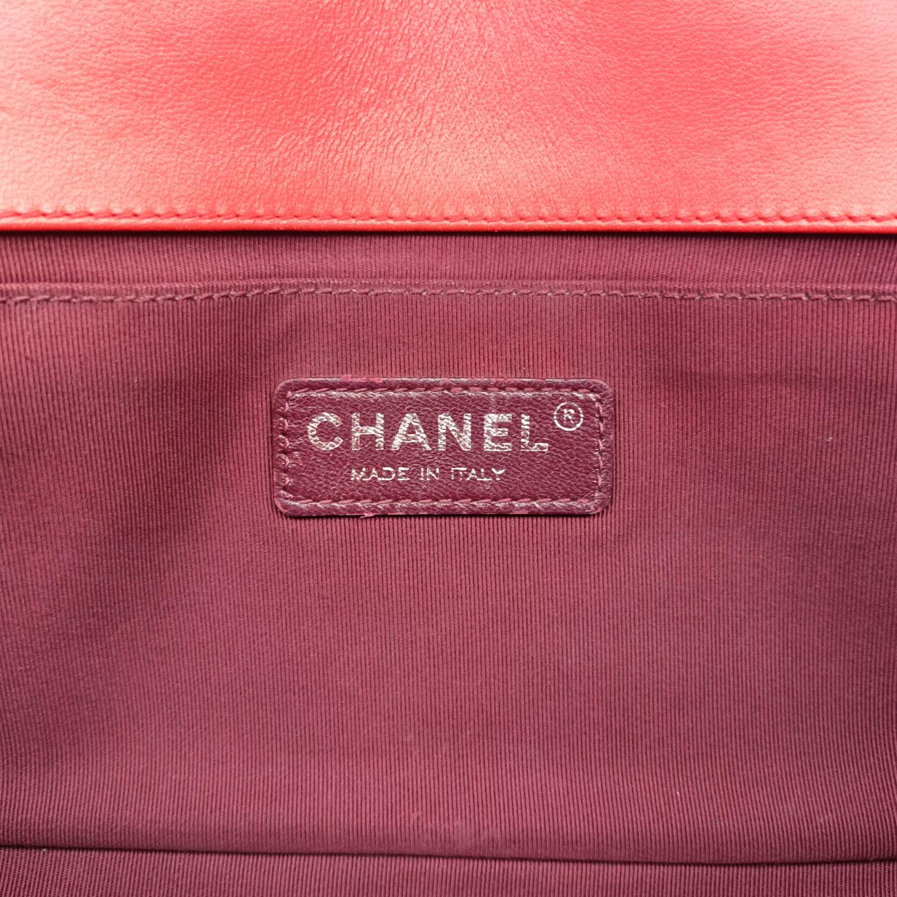 Secondhand Chanel BOY CHANEL Orange lambskin A92828 shoulderbag | stylenewstar