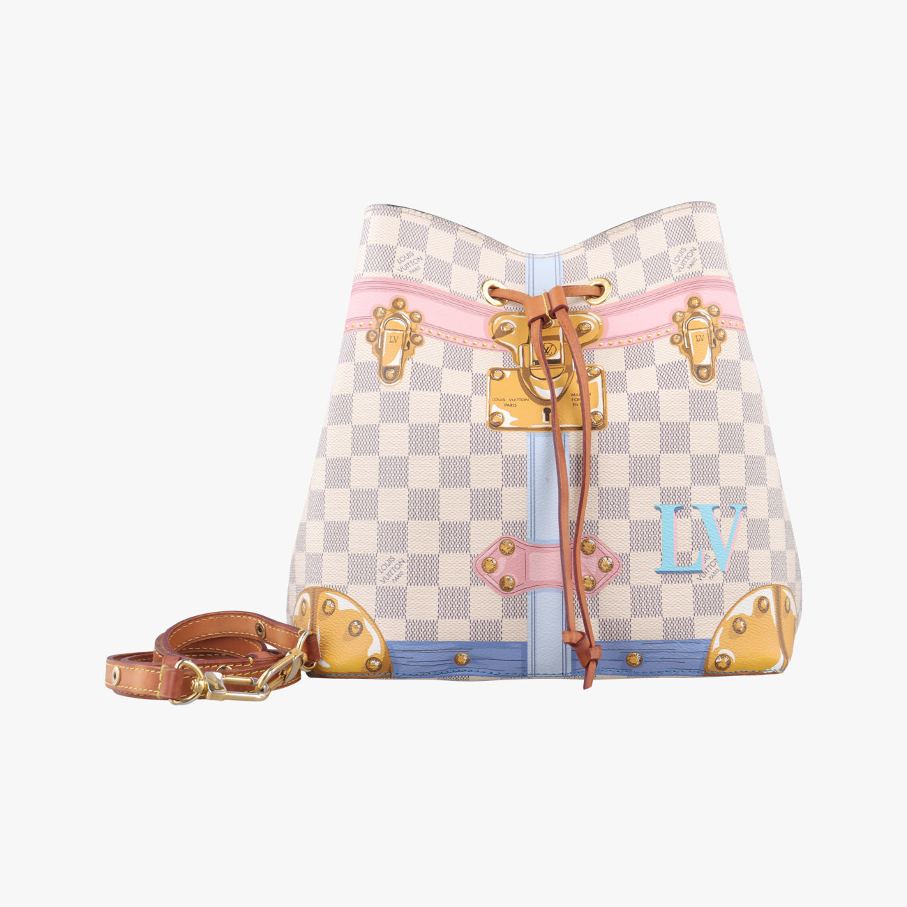 Pre-owned Louis Vuitton NéONOé Summer Trunk Azur×multicolor Damier Canvas N41066 shoulderbag | stylenewstar