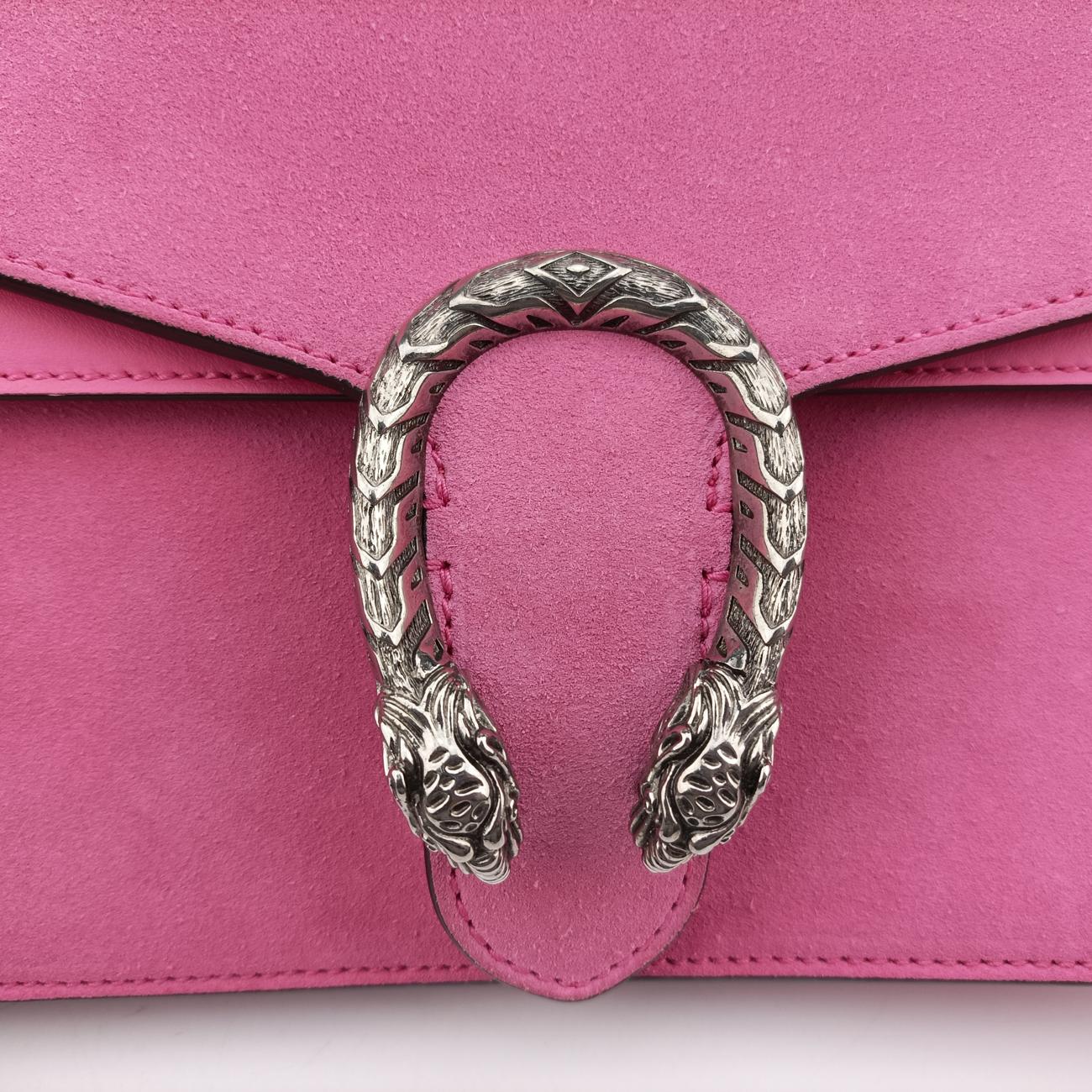 Pre-owned Gucci Dionysus Pink Suede 400249 shoulderbag | stylenewstar