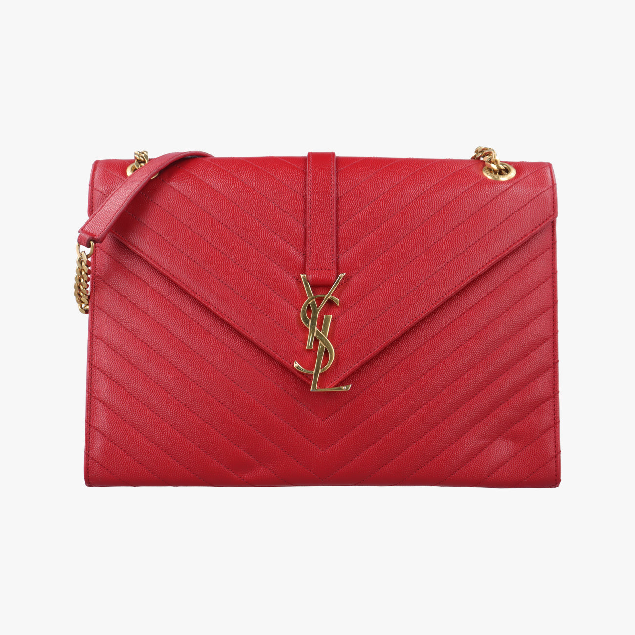 Pre-owned Yves Saint Laurent ENVELOPE Red Cavier skin 354118 shoulderbag | stylenewstar