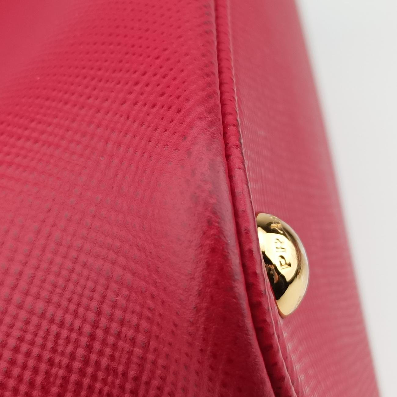 Pre-owned Prada Double Cuir Red SAFFIANO Leather B2756T shoulderbag | stylenewstar