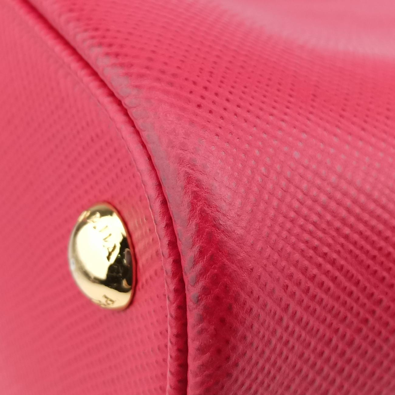 Pre-owned Prada Double Cuir Red SAFFIANO Leather B2756T shoulderbag | stylenewstar