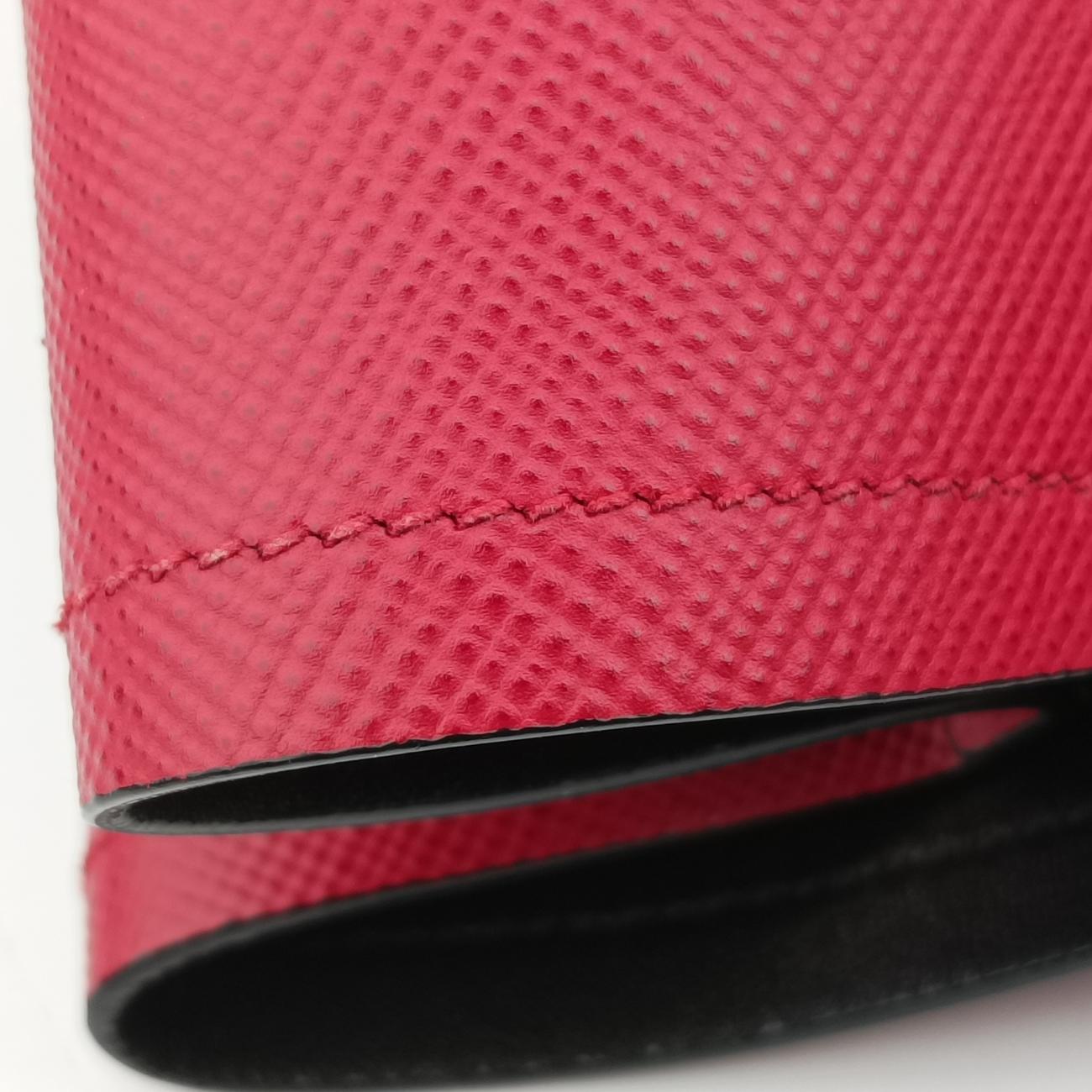 Pre-owned Prada Double Cuir Red SAFFIANO Leather B2756T shoulderbag | stylenewstar