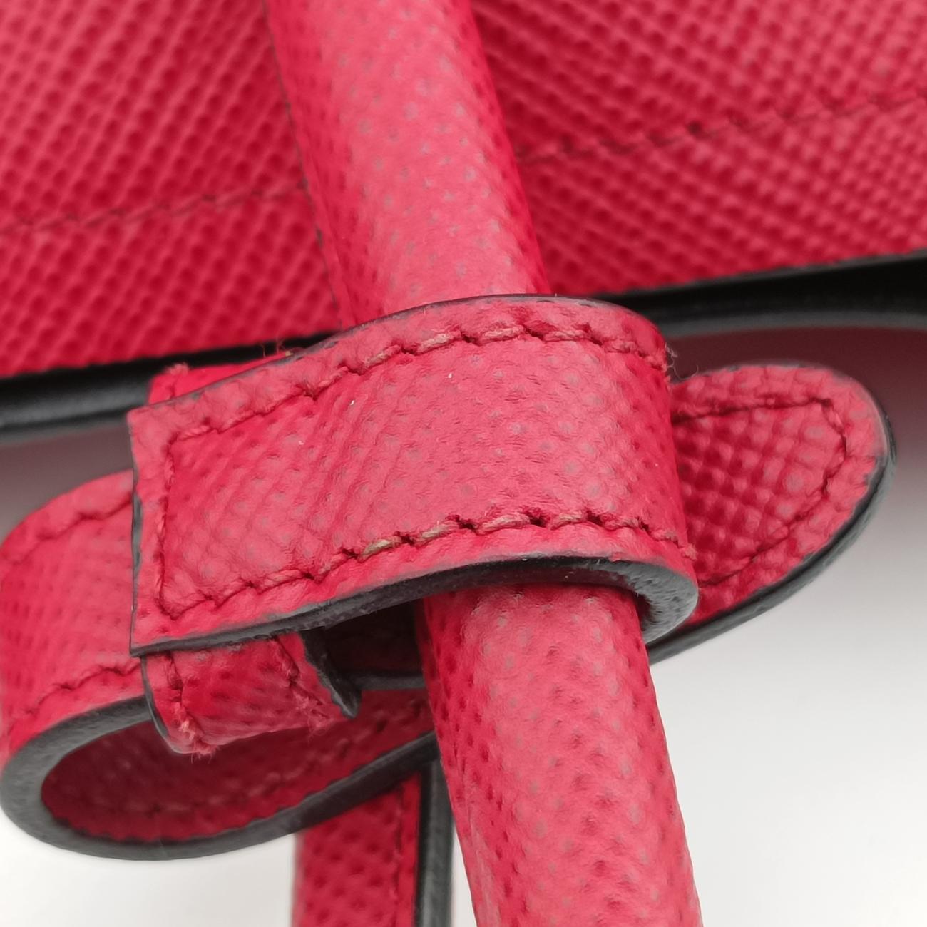 Pre-owned Prada Double Cuir Red SAFFIANO Leather B2756T shoulderbag | stylenewstar