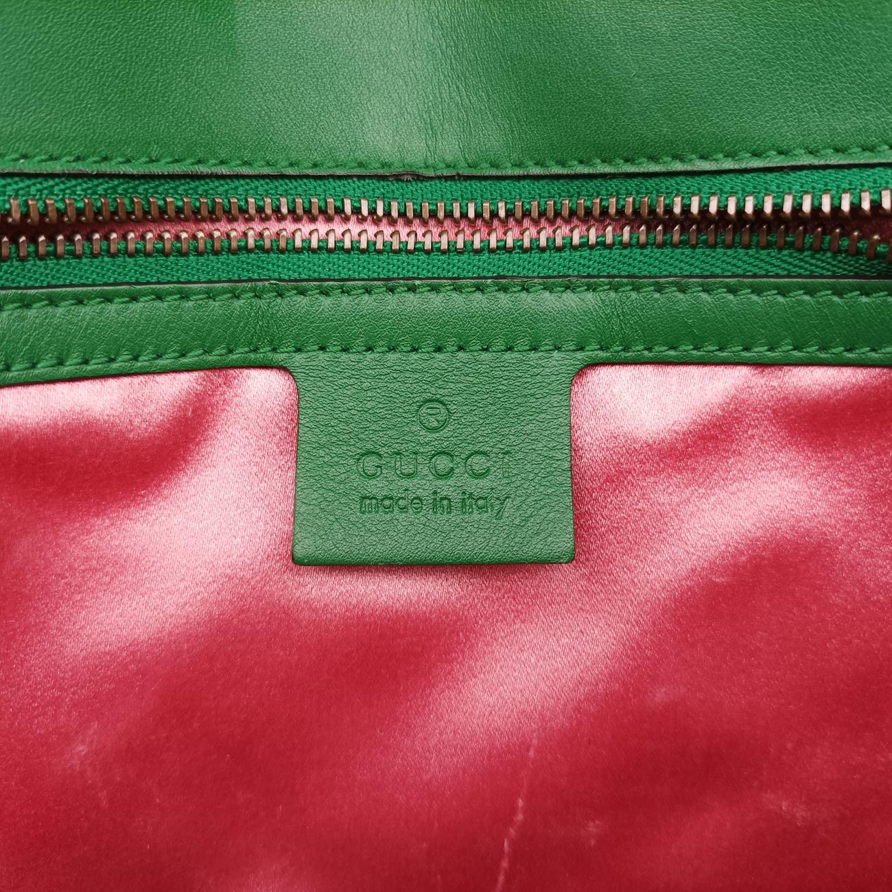 Pre-owned Gucci GG Marmont Green×Multicolour silk 443496 shoulderbag | stylenewstar