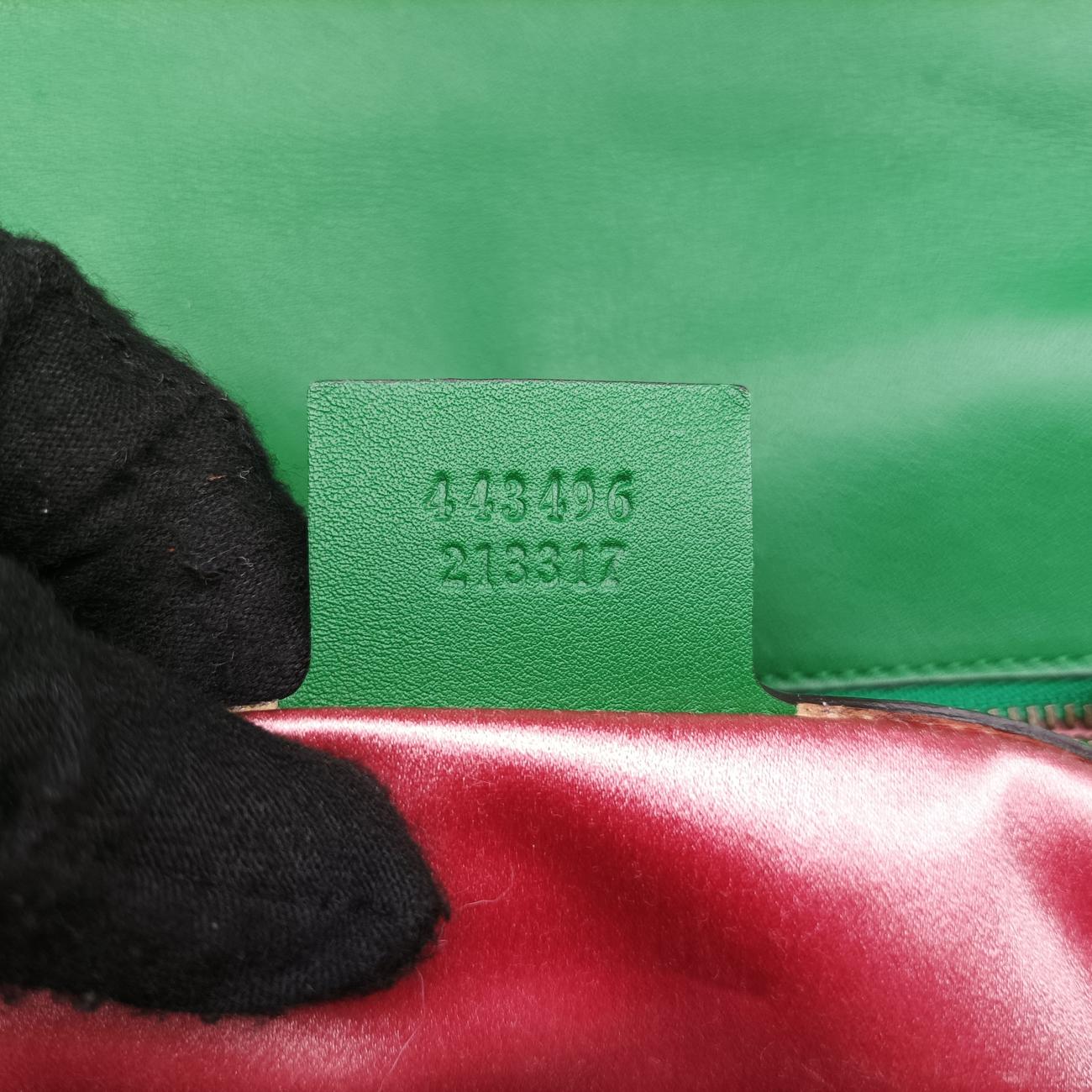 Pre-owned Gucci GG Marmont Green×Multicolour silk 443496 shoulderbag | stylenewstar