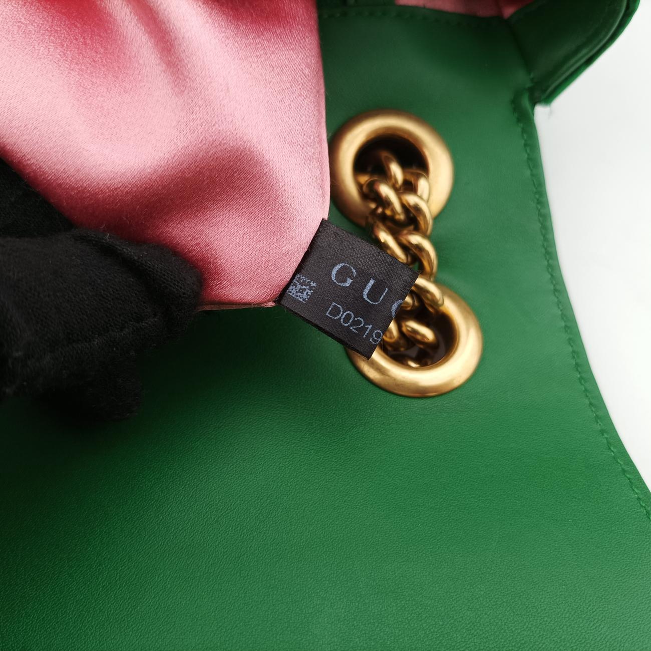 Pre-owned Gucci GG Marmont Green×Multicolour silk 443496 shoulderbag | stylenewstar