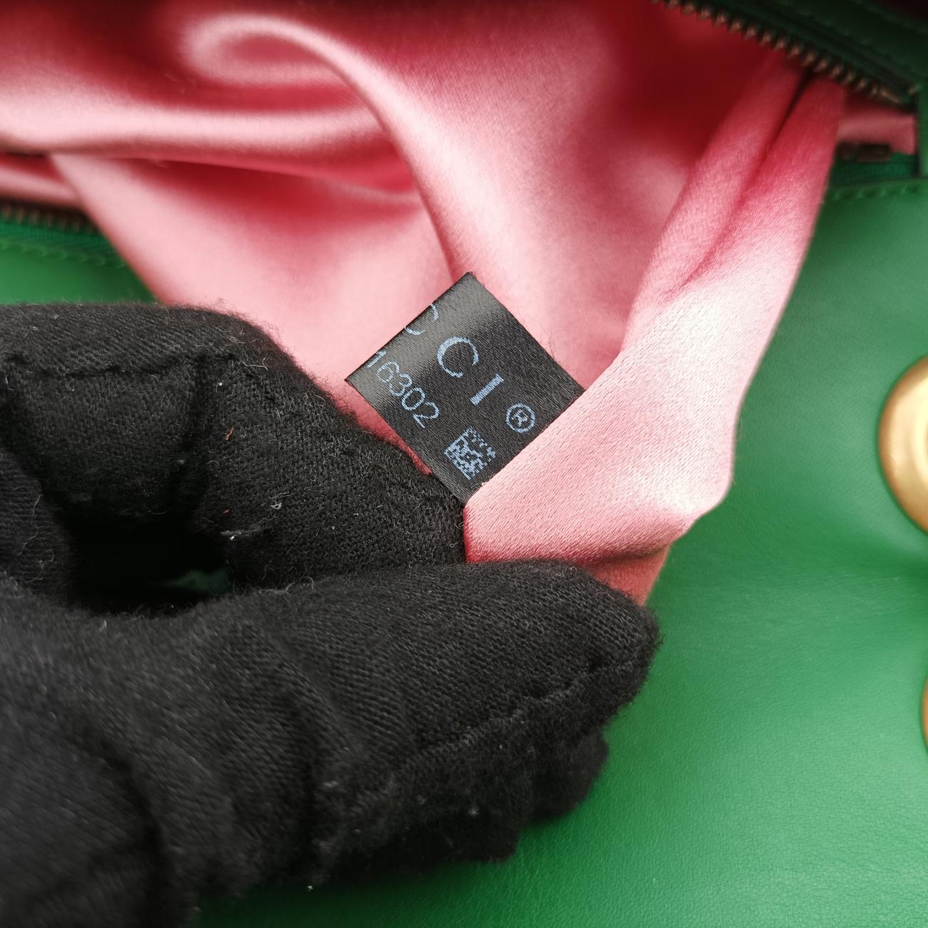 Pre-owned Gucci GG Marmont Green×Multicolour silk 443496 shoulderbag | stylenewstar