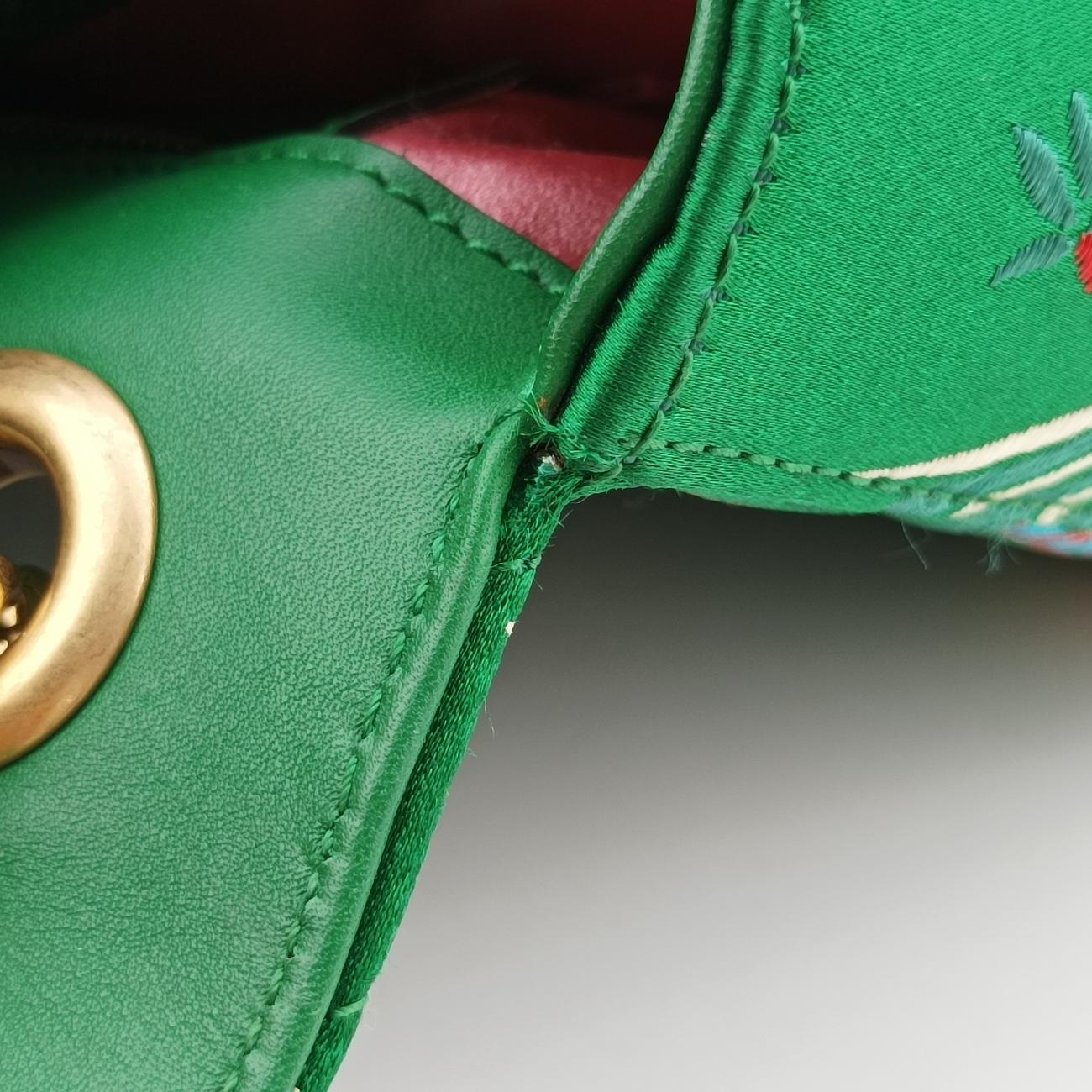 Pre-owned Gucci GG Marmont Green×Multicolour silk 443496 shoulderbag | stylenewstar